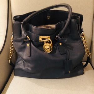 Michael Kors Large Hamilton Tote - Blue Saffiano